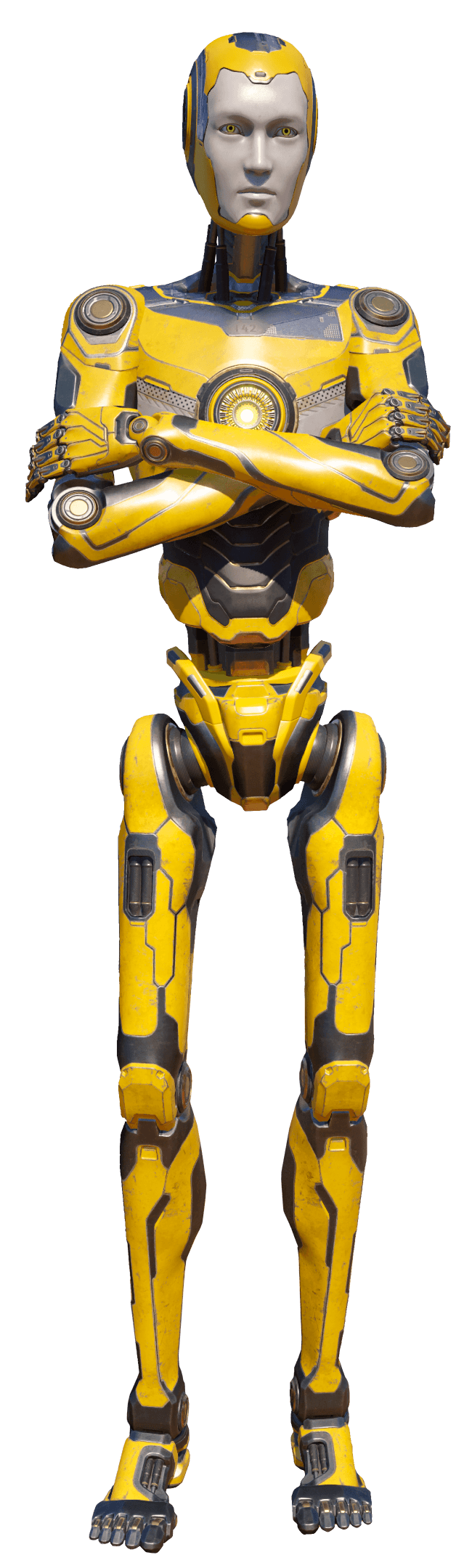 Yellow Robot With Arms Crossed