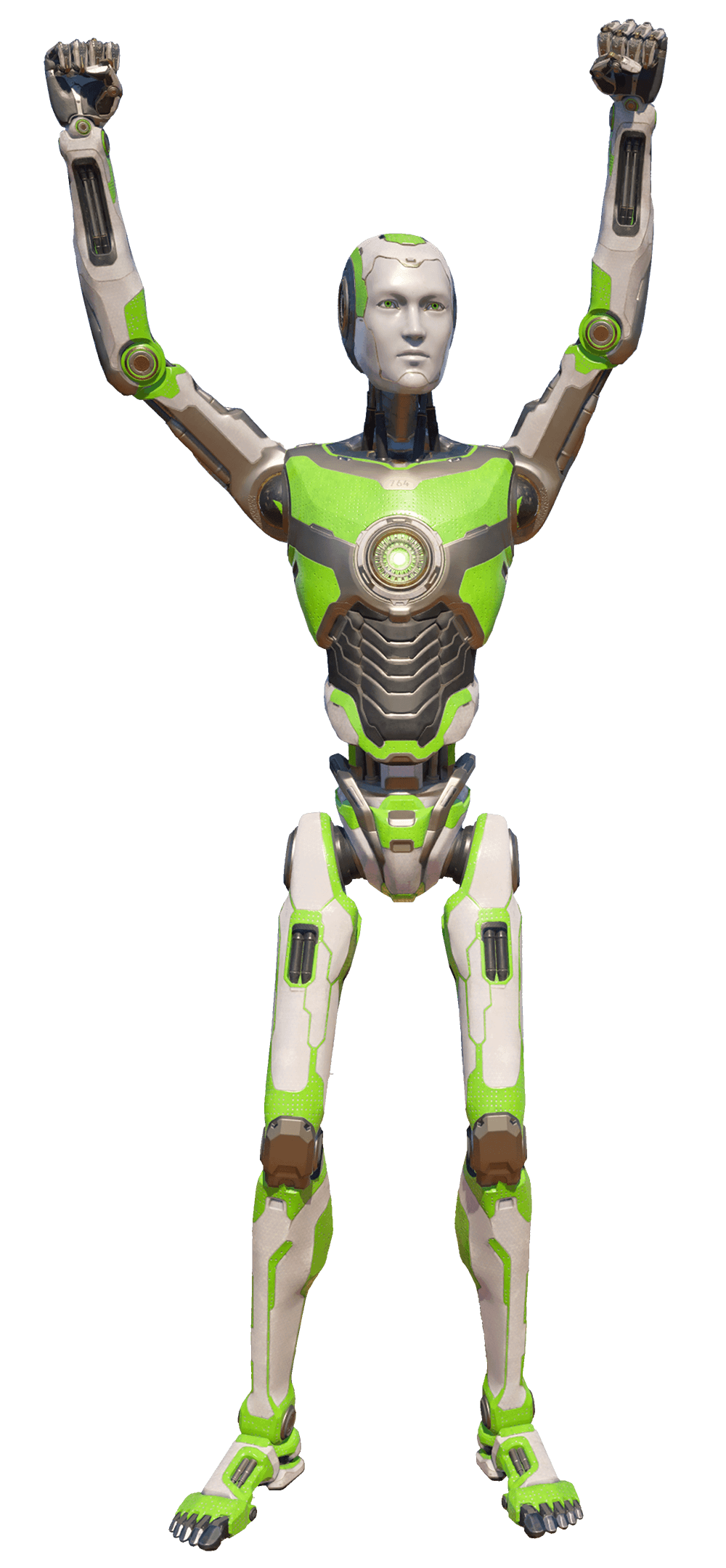 Green Robot Cheering